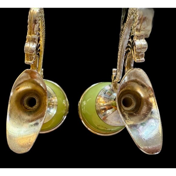 Vintage Pair of Onyx Brass England Small Vases Pitchers Jugs - Picture 4 of 16